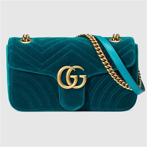 gucci teal velvet bag|Gucci velvet bag marmont.